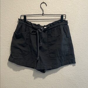 Universal Thread Charcoal Gray Pull On Linen Blend Shorts Large